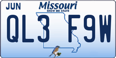 MO license plate QL3F9W