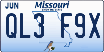 MO license plate QL3F9X
