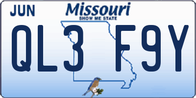 MO license plate QL3F9Y