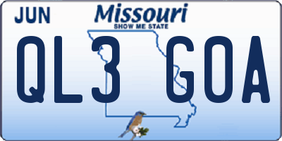 MO license plate QL3G0A