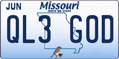 MO license plate QL3G0D