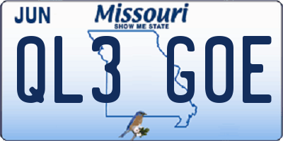 MO license plate QL3G0E