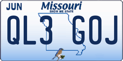 MO license plate QL3G0J