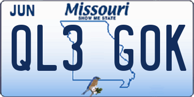 MO license plate QL3G0K