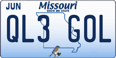 MO license plate QL3G0L