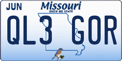 MO license plate QL3G0R