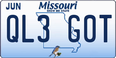 MO license plate QL3G0T