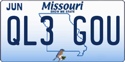 MO license plate QL3G0U