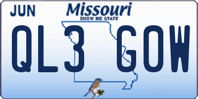 MO license plate QL3G0W
