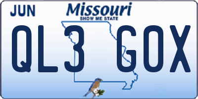 MO license plate QL3G0X
