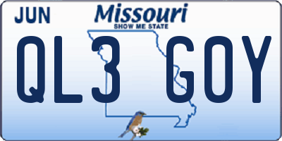 MO license plate QL3G0Y