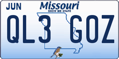 MO license plate QL3G0Z