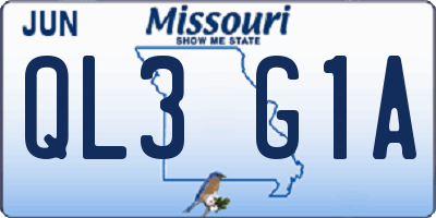 MO license plate QL3G1A