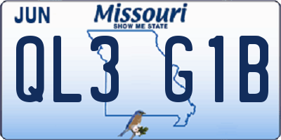 MO license plate QL3G1B