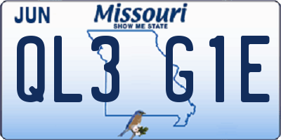 MO license plate QL3G1E