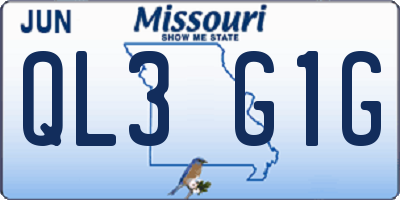MO license plate QL3G1G