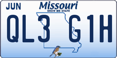 MO license plate QL3G1H