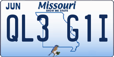MO license plate QL3G1I