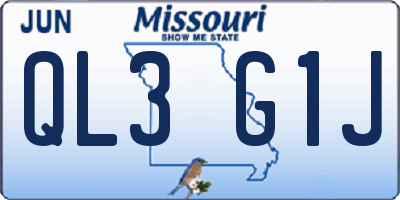 MO license plate QL3G1J