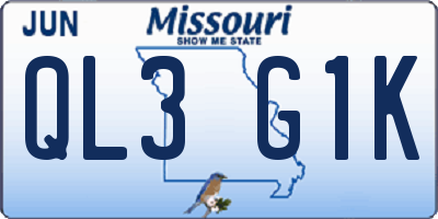 MO license plate QL3G1K