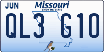 MO license plate QL3G1O