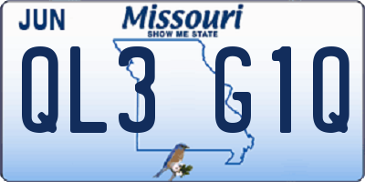 MO license plate QL3G1Q