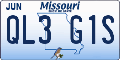 MO license plate QL3G1S