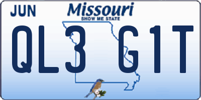 MO license plate QL3G1T