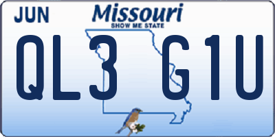 MO license plate QL3G1U