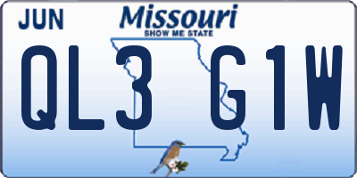 MO license plate QL3G1W