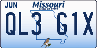 MO license plate QL3G1X