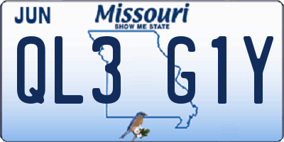 MO license plate QL3G1Y