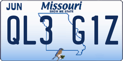 MO license plate QL3G1Z