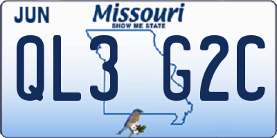 MO license plate QL3G2C