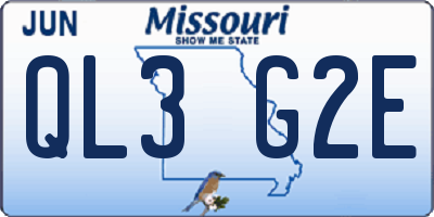 MO license plate QL3G2E