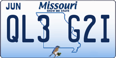 MO license plate QL3G2I