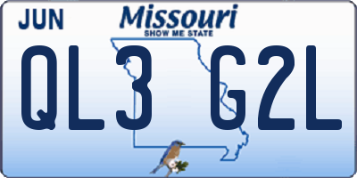 MO license plate QL3G2L