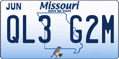 MO license plate QL3G2M