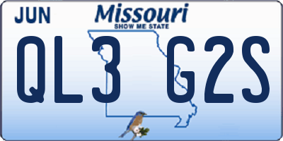 MO license plate QL3G2S