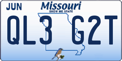 MO license plate QL3G2T