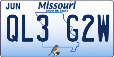MO license plate QL3G2W
