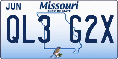 MO license plate QL3G2X