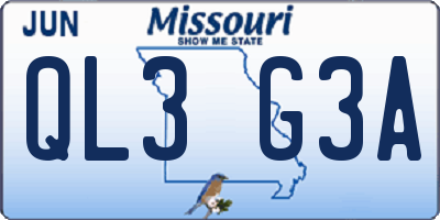 MO license plate QL3G3A