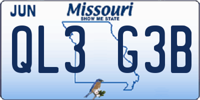 MO license plate QL3G3B