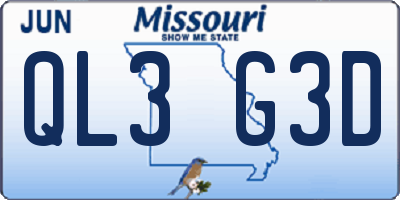 MO license plate QL3G3D