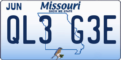 MO license plate QL3G3E