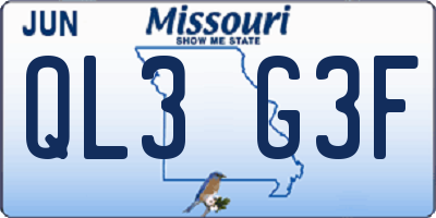 MO license plate QL3G3F