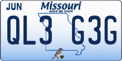 MO license plate QL3G3G