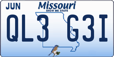 MO license plate QL3G3I