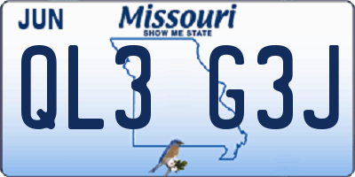 MO license plate QL3G3J